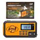 Bärbar radio PNI DYN300, med dynamo, solcellsladdning, ficklampa, powerbank 4000 mAh, SOS, orange