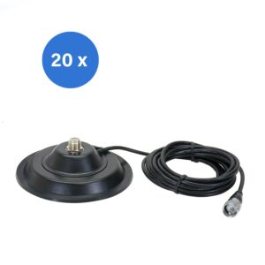 Box med 20 delar magnetbas PNI 145/PL 145mm innehåller 4 m-kabel och PL259-kontakt