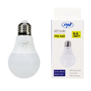 PNI A60 LED-lampa, 8,5W, 806lm, 6500W, E27-sockel