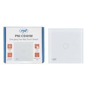 Enkel stegbrytare och korsströmbrytare med touch PNI CS101W av glas, vit med LED-indikator, 800W