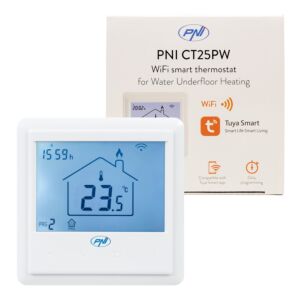 Inbyggd smart termostat PNI CT25PW WiFi, internetkontroll, golvvärme för vatten, ställdon, träd
