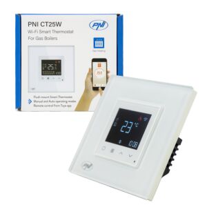 Smart termostat PNI CT25W WiFi för gascentralvärme, infälld montering, 16A, styrning från Tuya Sm-applikationen