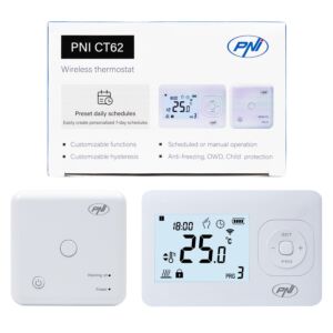 PNI CT62 trådlös termostat för värmeverk, upplyst display, dagliga program