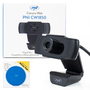 Webbkamerapaket PNI CW1850 Full HD 1080P 2MP, USB, klämfäste och självhäftande pad blå ingår