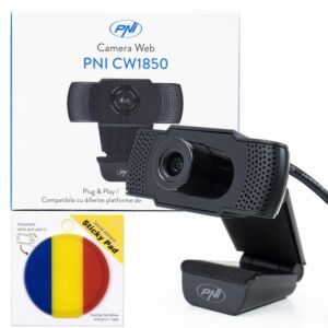 PNI CW1850 Full HD 1080P 2MP webbkamerapaket, USB, klämfäste och självhäftande padflagga ingår