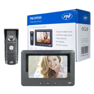 PNI DF930 videointercom med 1 bildskärm, 7 tums LCD-skärm, 800x480, elektromagnetisk yala-utgång, svart
