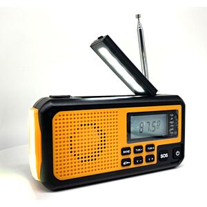 Bärbar radio PNI DYN300 Orange med dynamo, ficklampa, solcellsladdning, powerbank 4000 mAh, SOS