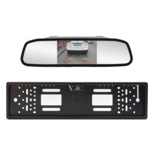 PNI Escort P25 trådlöst parkeringssystem med 4,3-tums display i backspegeln och kamera i nummerskyltshållaren.