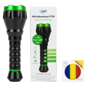 PNI Adventure F750 ficklampa i aluminium med grönt ljus och självhäftande flagga