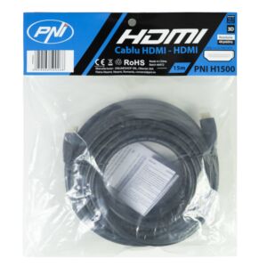 PNI H1500 höghastighets 1,4V HDMI-kabel, plug-in, Ethernet, förgyllt, 15 m