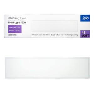 PNI H-Light 1230 48W LED-panel, 1200x300mm, 4800lm, 6400K, inomhus, inbyggd