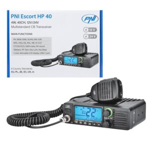 CB-radiostation PNI Escort HP 40 multistandard, 4W, AM, FM, 12–24V, ASQ, RF-förstärkning