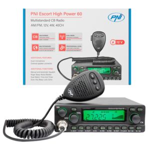 CB-radiostation PNI Escort High Power 60 multistandard, 60W FM/AM, 12V, ASQ, RF-förstärkning