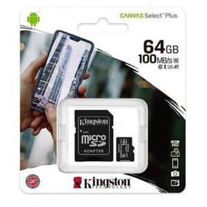 MicroSD Canvas Select Plus-minneskort, 64 GB, 100 MB / s, med adapter