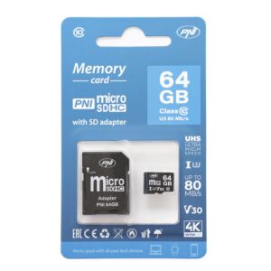 PNI 64 GB MicroSD-minneskort med SD-adapter