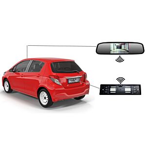 PNI Escort P25S trådlöst parkeringssystem med 4,3-tums display i backspegeln och kamera i nummerskyltshållaren.