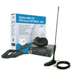 CB PNI ESCORT HP 8001L ASQ radiostationssats + HS81L-hörlurar + CB PNI Extra 45-antenn med magnet