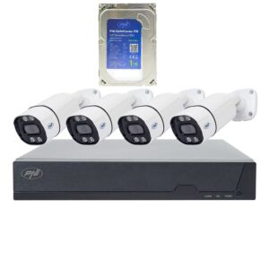 PNI House IPMAX POE 8 videoövervakningspaket, NVR med 4 kameror och PNI SafeHouse 1TB hårddisk