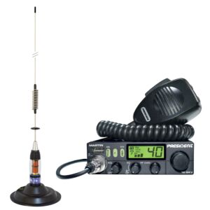 Kit Radio CB President MARTIN ASC + CB Antenn PNI ML70, längd 70 cm, 26-30MHz, 200W