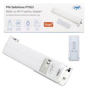 Intelligent gardinmotor, PNI SafeHome PT923 WiFi-gardiner, med medföljande fjärrkontroll, styrd med Tuya-appen 