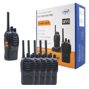 Sats med 6 bärbara radiostationer PNI PMR R40 PRO-batterier, laddare och hörlurar ingår