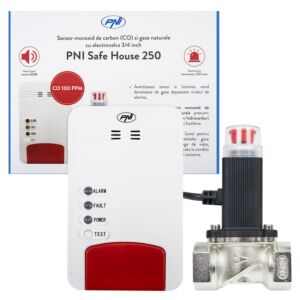 PNI Safe House Dual Gas 250-kit med kolmonoxid (CO) -sensor och naturgas och magnetventil