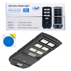 Paket PNI SL220 200W gatubelysning med inbyggd solpanel + Sticky Pad Blue Gift