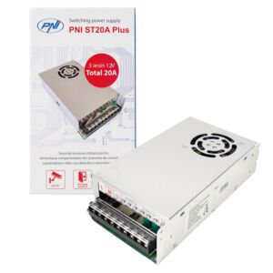 Omkopplingsspänningskälla PNI ST20A Plus 230V till 12V 20A stabiliserad för övervakningssystem