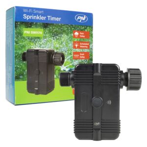 Smart bevattningsprogrammerare PNI SWI170, Wi-Fi, 3/4 eller 1/2 anslutning, 1700 l/h, styrning via Tuya-applikation, komp