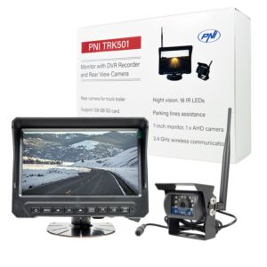 PNI TRK501 trådlös LCD-backkamera och skärm med DVR-funktion, Micro SD-kortplats, IR-lysdioder, för lastbil
