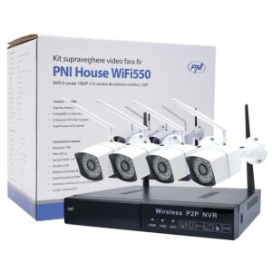 PNI House WiFi550 NVR videoövervakningssats och 4 trådlösa kameror, 1.0MP
