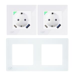 PNI SmartHome WP202 WiFi SmartHome WP202 WiFi Kit med dubbla uttag och ram för infälld montering av internetkontroll