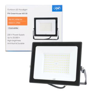 LED-reflektor PNI GreenHouse WS130 100 W, strömförsörjning 230 V, 8700 lm, 6500 K, IP65