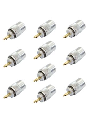 Set med 10 PNI PL259-kontakter för RG58-kabel, guld centralstift 9 mm
