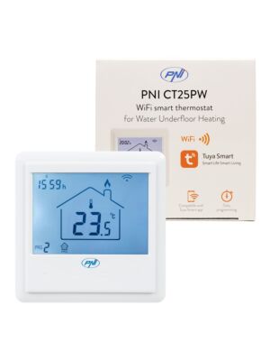 Inbyggd smart termostat PNI CT25PW WiFi, internetkontroll, golvvärme för vatten, ställdon, träd