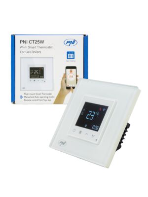 Smart termostat PNI CT25W WiFi för gascentralvärme, infälld montering, 16A, styrning från Tuya Sm-applikationen