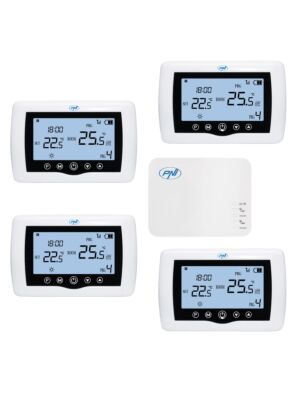 Smart termostat PNI CT440 trådlös, med WiFi, styr 4 zoner via internet, för värmeverk, pumpar, elektrov