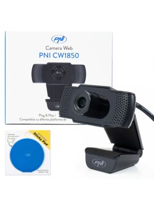 Webbkamerapaket PNI CW1850 Full HD 1080P 2MP, USB, klämfäste och självhäftande pad blå ingår