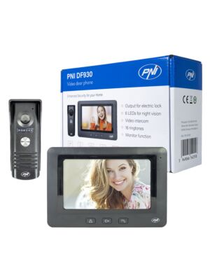PNI DF930 videointercom med 1 bildskärm, 7 tums LCD-skärm, 800x480, elektromagnetisk yala-utgång, svart