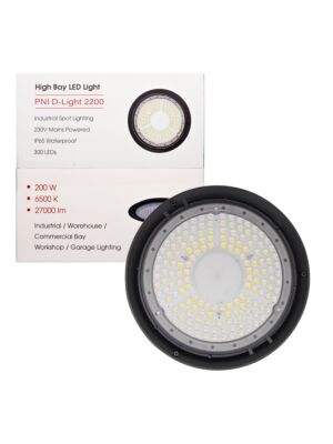 LED-lampa PNI D-Light 2200 typ High Bay, 200W, 27000lm, 6500K, 230 V strömförsörjning, IP65, för industriell belysning i spabad