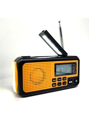 Bärbar radio PNI DYN300 Orange med dynamo, ficklampa, solcellsladdning, powerbank 4000 mAh, SOS