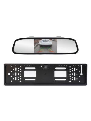 PNI Escort P25 trådlöst parkeringssystem med 4,3-tums display i backspegeln och kamera i nummerskyltshållaren.
