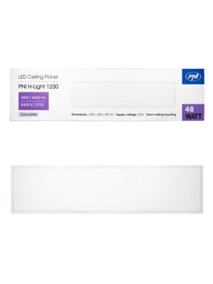 PNI H-Light 1230 48W LED-panel, 1200x300mm, 4800lm, 6400K, inomhus, inbyggd