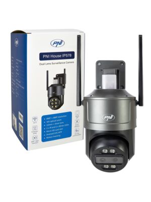 PNI House IP578 videoövervakningskamera med Wi-Fi, PTZ, dubbel lins 8MP + 8MP, 10X optisk zoom