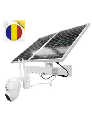 PNI IP60 live PTZ videoövervakningskamerapaket med solpanel, 2MP, GSM 4G och självhäftande flagga