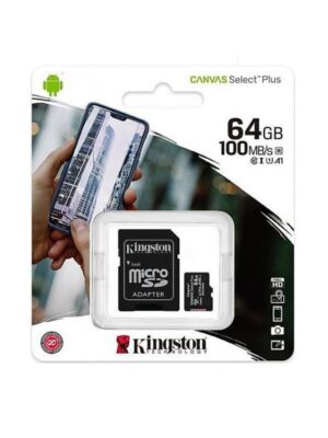 MicroSD Canvas Select Plus-minneskort, 64 GB, 100 MB / s, med adapter