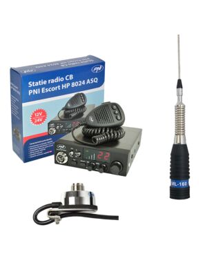 CB PNI ESCORT HP 8024 ASQ Radio Station + CB PNI ML160 Antenn med T941 Support