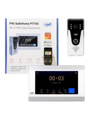 Smart videoporttelefon PNI SafeHome PT750 WiFi HD, P2P, inomhusmonitor, dedikerad Tuya Smart-applikation, integration med