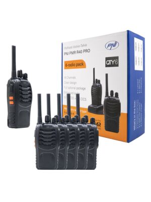 Sats med 6 bärbara radiostationer PNI PMR R40 PRO-batterier, laddare och hörlurar ingår