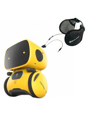 PNI Robo One interaktivt smart robotpaket, röststyrning, pekknappar, gula + Midland Subzero-hörlurar
